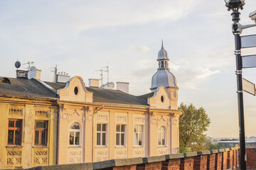 Naklejka premium Krakow views, concept of vacation in Poland. Old part of city center. Ideas for journey.