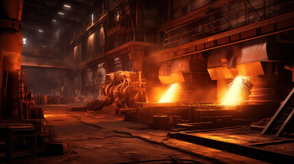 Iron and steel making factory, Steel industry.