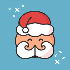 Obraz premium Cute santa claus. Icon. On a blue background. Christmas.