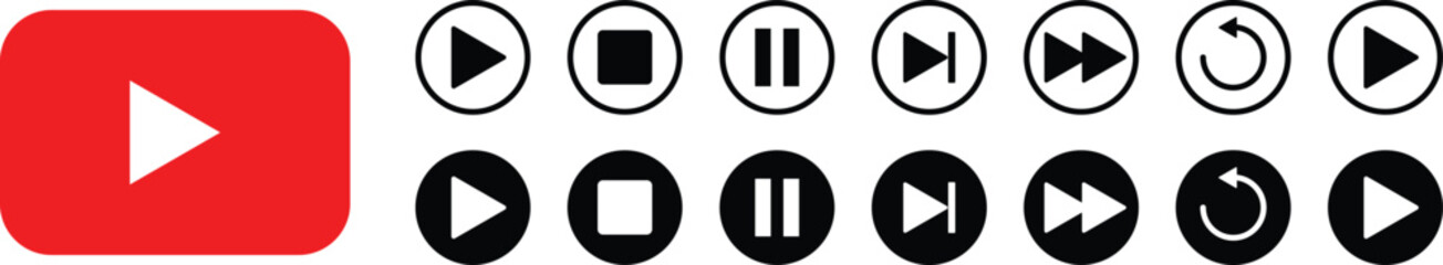 Media player icon set. Play pause stop and forward icon collection vector illustration. © Accountanz