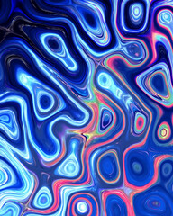 Obraz premium Abstract liquid space pattern art with circles and waves
