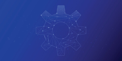 Abstract Gear, Settings icon digital transformation Background. 3D Illustration Innovation Messages icon background. futuristic blue, technology background with Gear, Settings icon.