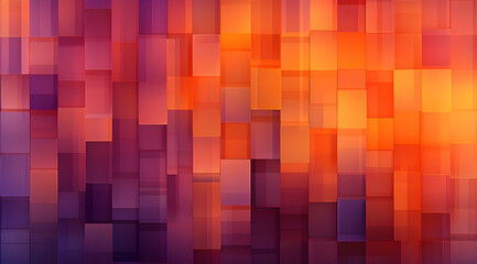 Abstract geometric background of 3D squares in shades of orange and purple.