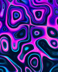 Abstract liquid space pattern art with circles and waves