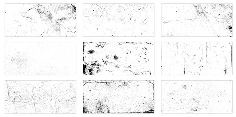 Grunge overlay textures with dust grain isolated on white background. Set of vector paint brush stroke. Grunge textures set. background. vector illustration.