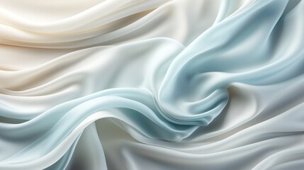 Obraz premium Elegant white and light blue silk background. Luxurious wedding concept. Generative AI