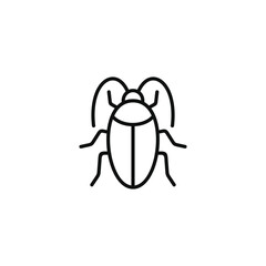 Cockroach line icon isolated on white background