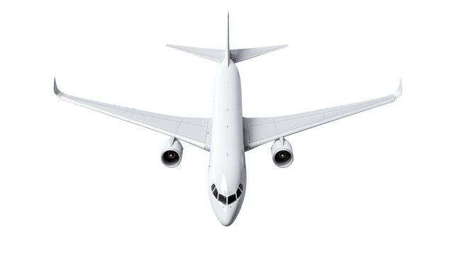 White airplane on the transparent background