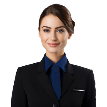 air hostess portrait on the transparent background