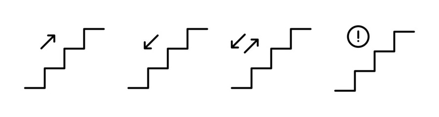Stairway icon. Stair direction icon set. Stairway, staircase direction vector icons