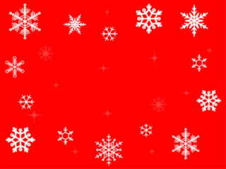 雪の結晶の可愛い背景　冬の赤と白のグラデーションイラスト