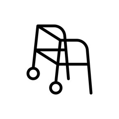 Walker disability icon with black outline style. walker, walk, people, person, care, woman, man. Vector Illustration