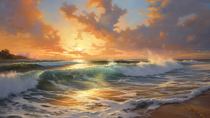 Fototapeta na wymiar beautiful sunset in the sea.