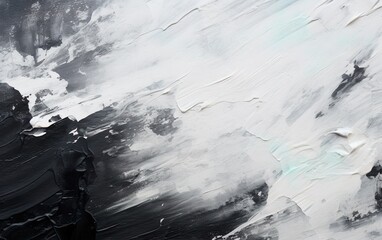 Artistic expression in black and white. Closeup of an abstract painting with palette knife.