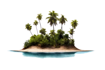 Fotobehang island with palms and sand, isolated on transparent background, png file © Olha Vietrova