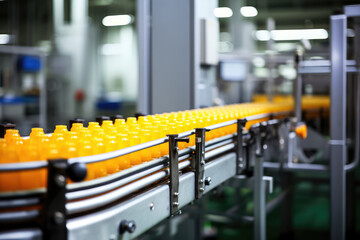 A beverage production line is in operation