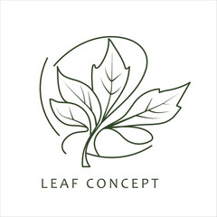 A nature-inspired logo featuring a minimalist representation of a leaf illustration