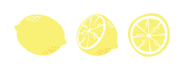 Flat vector lemons isolated on white background