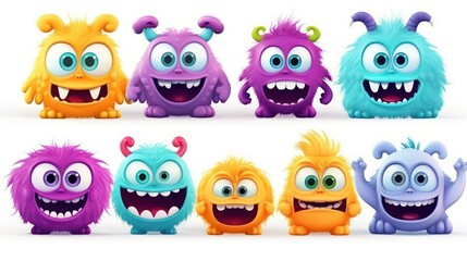set of funny monsters