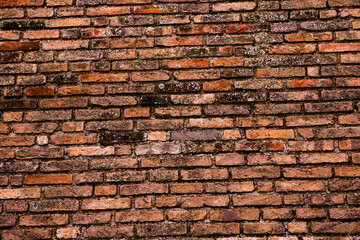 Fototapeta premium Photo of an old empty brick background for design. A red brick wall.