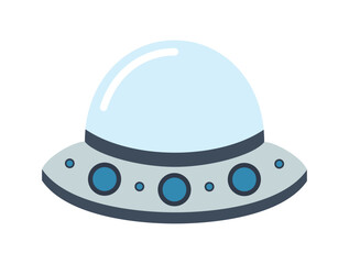 Flat vector UFO isolated on white background. Illustration for textile, fabrics, posters, cards, t-shirts etc