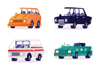 Car, Bus, Taxi, Jeep Various Vehicles concept vector illustration 