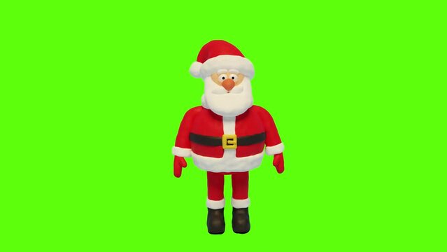 Santa Claus waving his hand - cartoon plasticine animation with alpha channel.