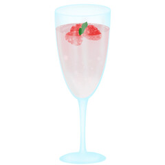 glass of champagne with strawberry
