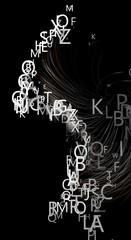 Fondo de letras y palabras sobre fondo blanco. Persuasion en la escritura y comunicación.