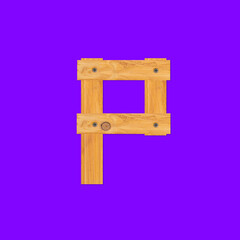Yellow wooden bars fastened with screws background