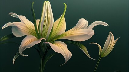 AI generated illustration of a beautiful flower on a green background