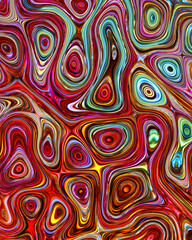 Abstract liquid space pattern art with circles and waves