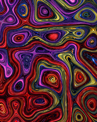Abstract liquid space pattern art with circles and waves