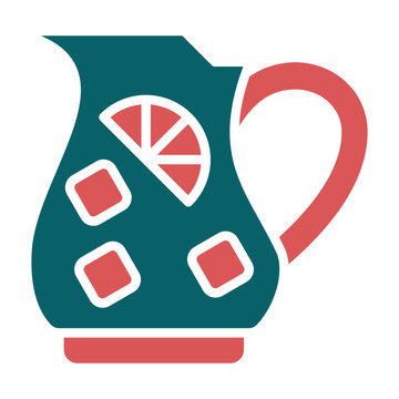 teal pitcher with red handle and ice clip art preview
