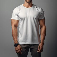 man in white t-shirt, white t-shirt template, blank white t-shirt mock-up,