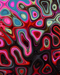 Abstract liquid space pattern art with circles and waves