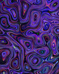 Abstract liquid space pattern art with circles and waves