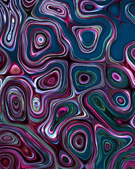 Abstract liquid space pattern art with circles and waves
