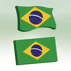 Brazil Flag 3d shape vector illustration