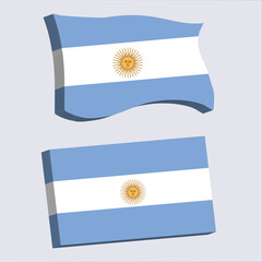 Argentina Flag 3d shape vector illustration