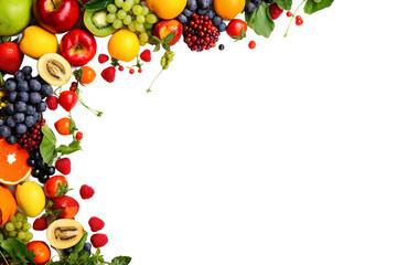 Seasonal Fruits and Vegetables on transparent background.