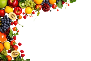 Fotobehang Seasonal Fruits and Vegetables on transparent background. © Usmanify