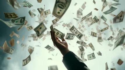 Fototapete Dollar bill. Washington american cash. Usd money background. Money falling. © wojciechkic.com
