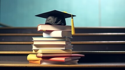 hat graduation model on money coins saving for concept investment education and scholarships