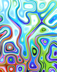 Abstract liquid space pattern art with circles and waves