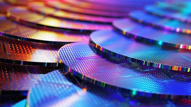 Advanced Technology Artificial Intelligence Digitalization of Neural Networking and Cloud Computing. Processor chip waffles.