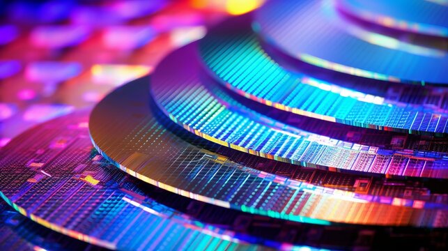 Advanced Technology Artificial Intelligence Digitalization of Neural Networking and Cloud Computing. Processor chip waffles.