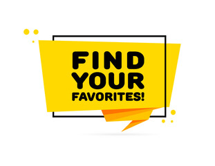 Find your favorites sign. Flat, yellow, lightning bolt sign, find your favorites sign. Vector icon