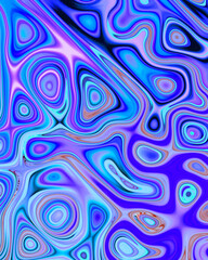 Abstract liquid space pattern art with circles and waves