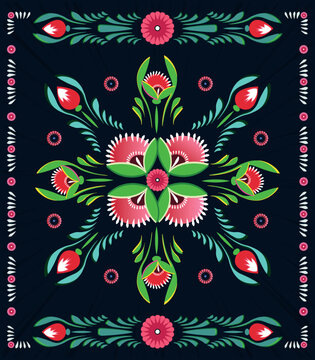 A set of floral borders with a border of flowers Colorful Rickshaw painting